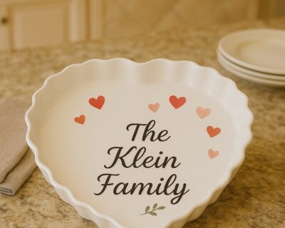 Alternative view of Customized Heart Pie Dish