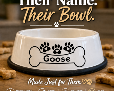 Alternative view of Customized Porcelain Dog Bowl with Rubber Bottom