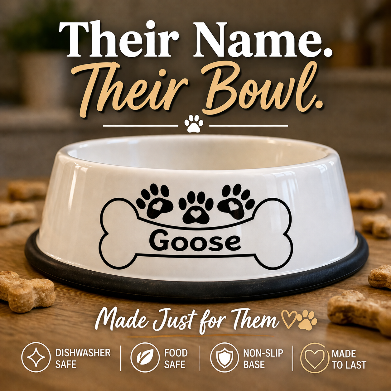 Customized Porcelain Dog Bowl with Rubber Bottom - Image 2