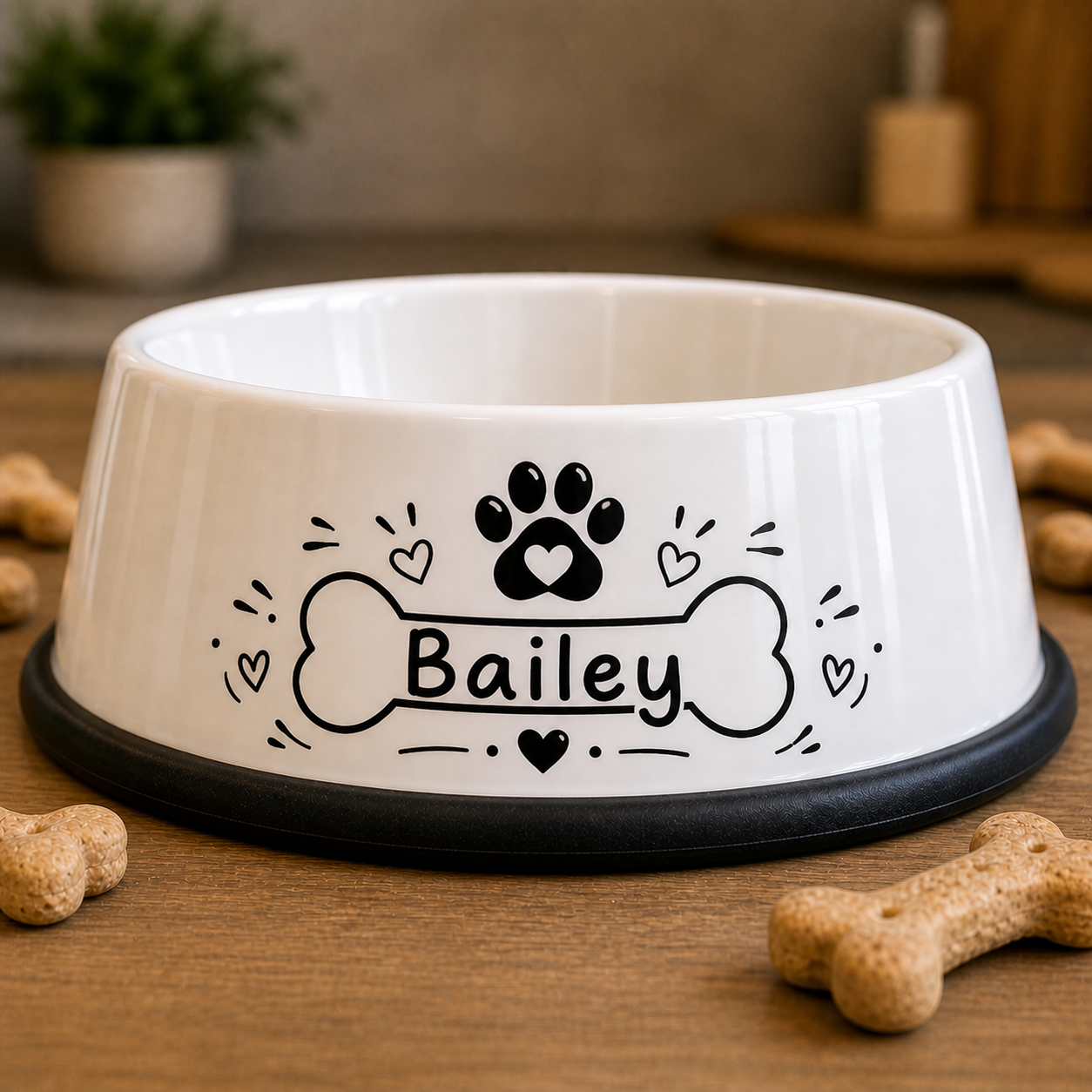 Customized Porcelain Dog Bowl with Rubber Bottom - Image 4