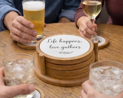 Alternative view of Coasters - Porcelain and Wood with Caddy