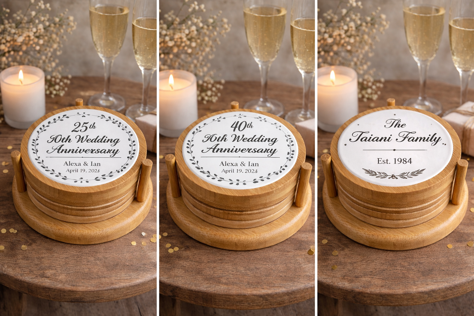Coasters - Porcelain and Wood with Caddy