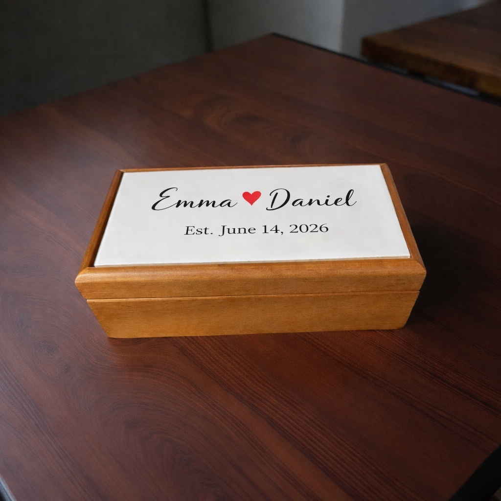 Jewelry Box, Wood & Porcelain - Image 5
